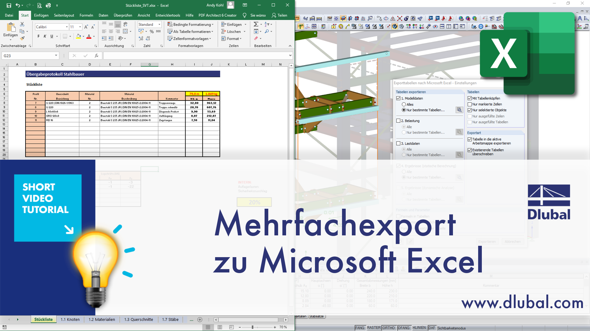 Mehrfachexport von RFEM/RSTAB zu Microsoft Excel