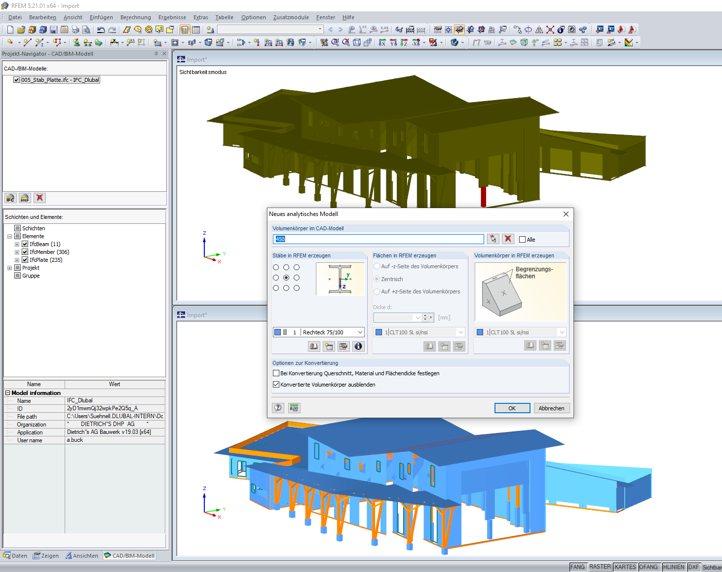 Konvertierung von IFC-Objekten in RFEM