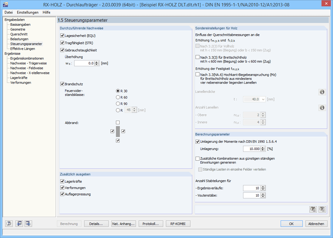 Maske 1.5 Steuerungsparameter