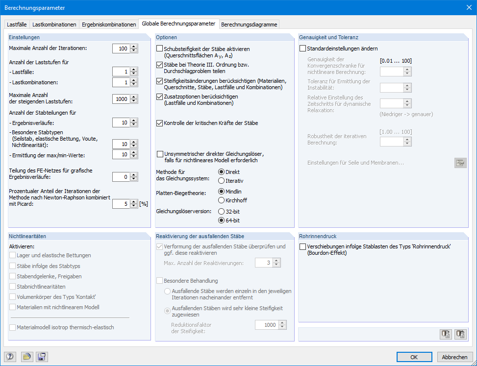 Globale Berechnungsparameter