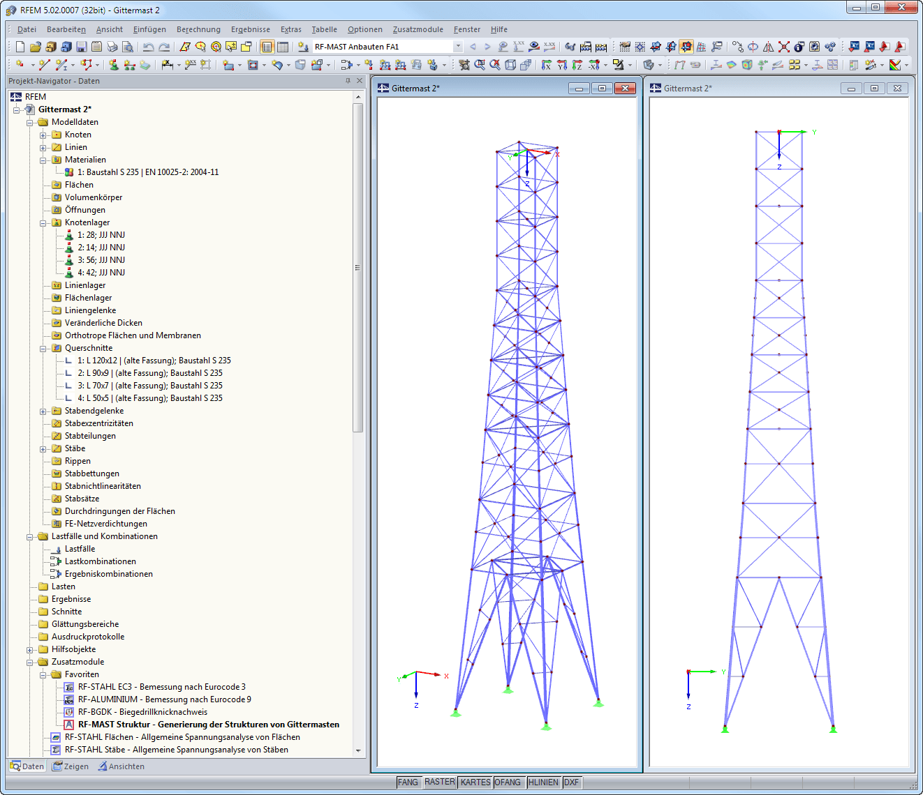 Mastdarstellungen in RFEM