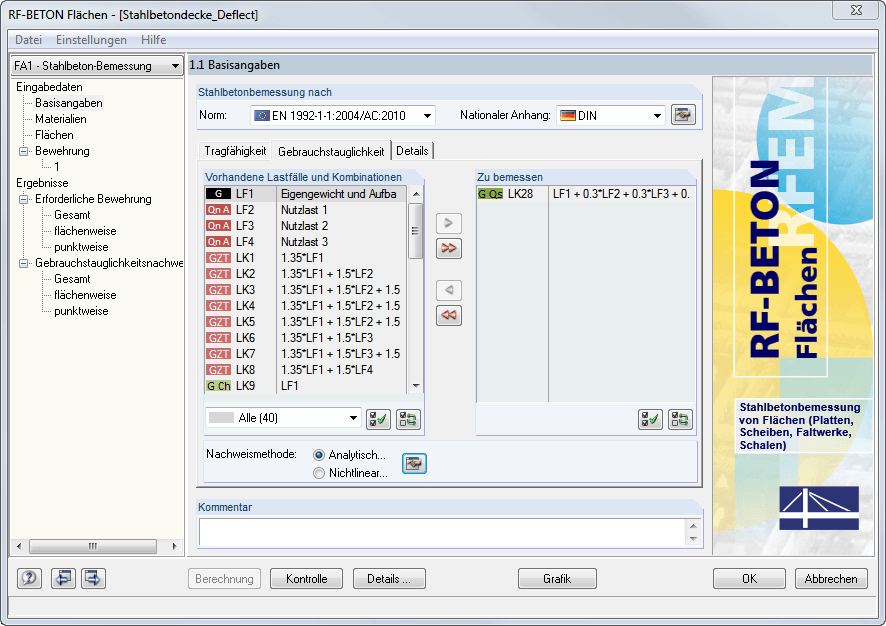 Basisangaben RF-BETON Flächen