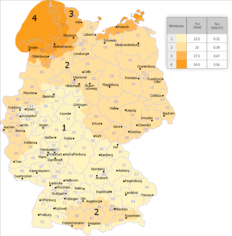 Windzonen von Deutschland