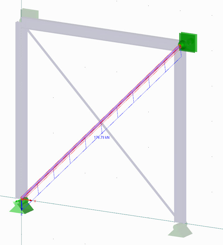 Zugkraft in wirksamer Diagonale