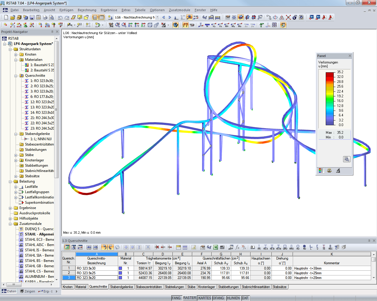 Modell mit visualisierter Verformung in RSTAB (© ifb frohloff staffa kühl ecker)