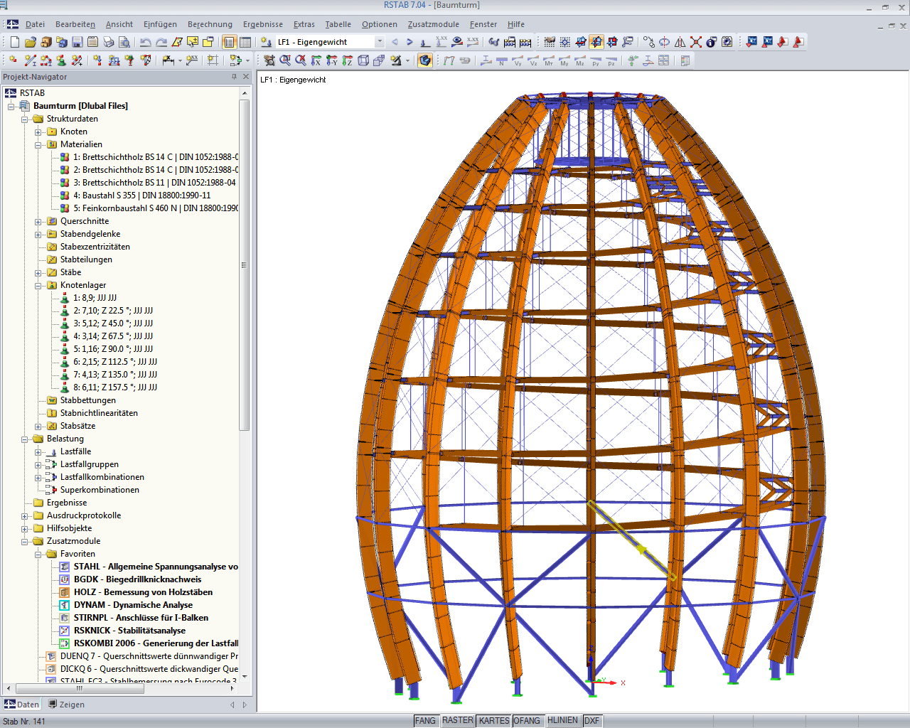 Gesamtstruktur des Baumturmes in RSTAB (© WIEHAG)