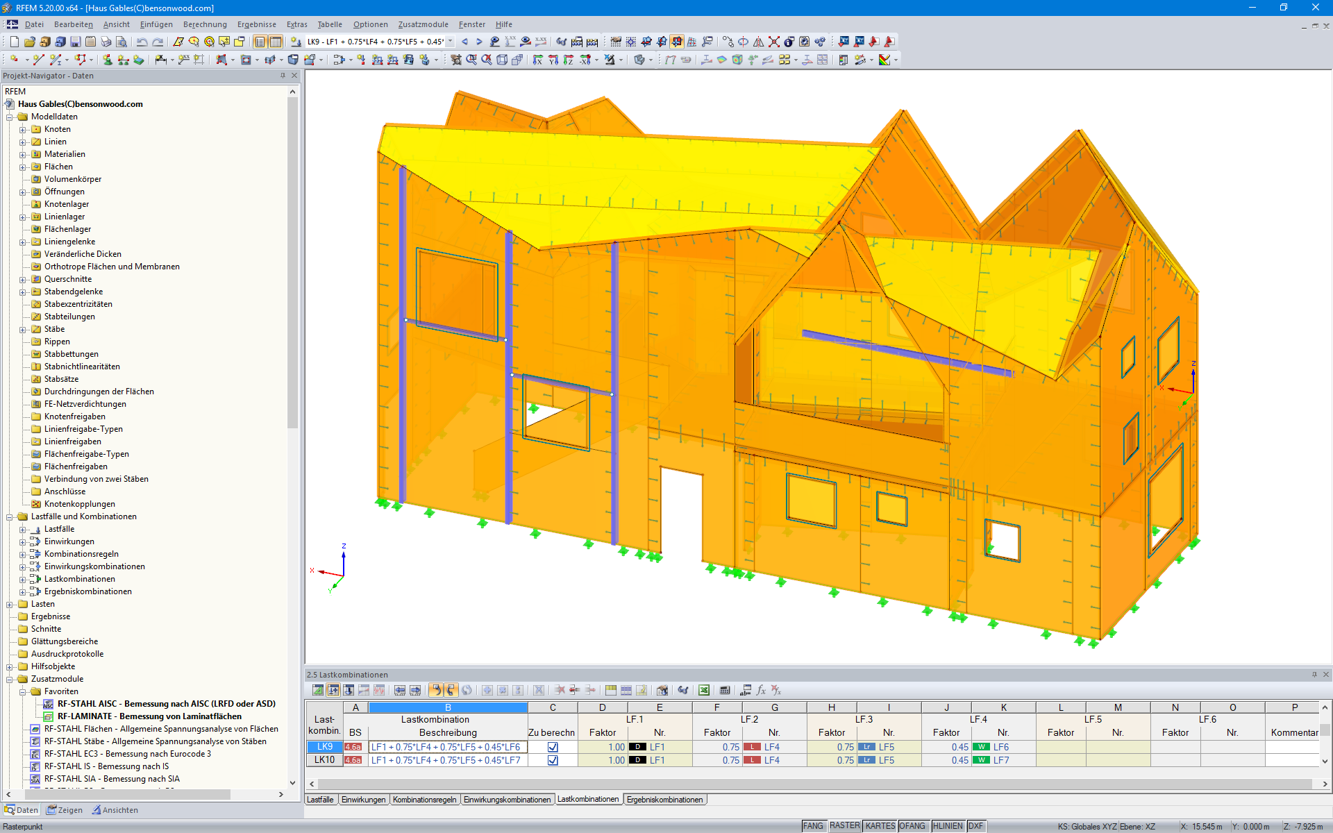 3D-Modell vom Haus Gables in RFEM (© Bensonwood)