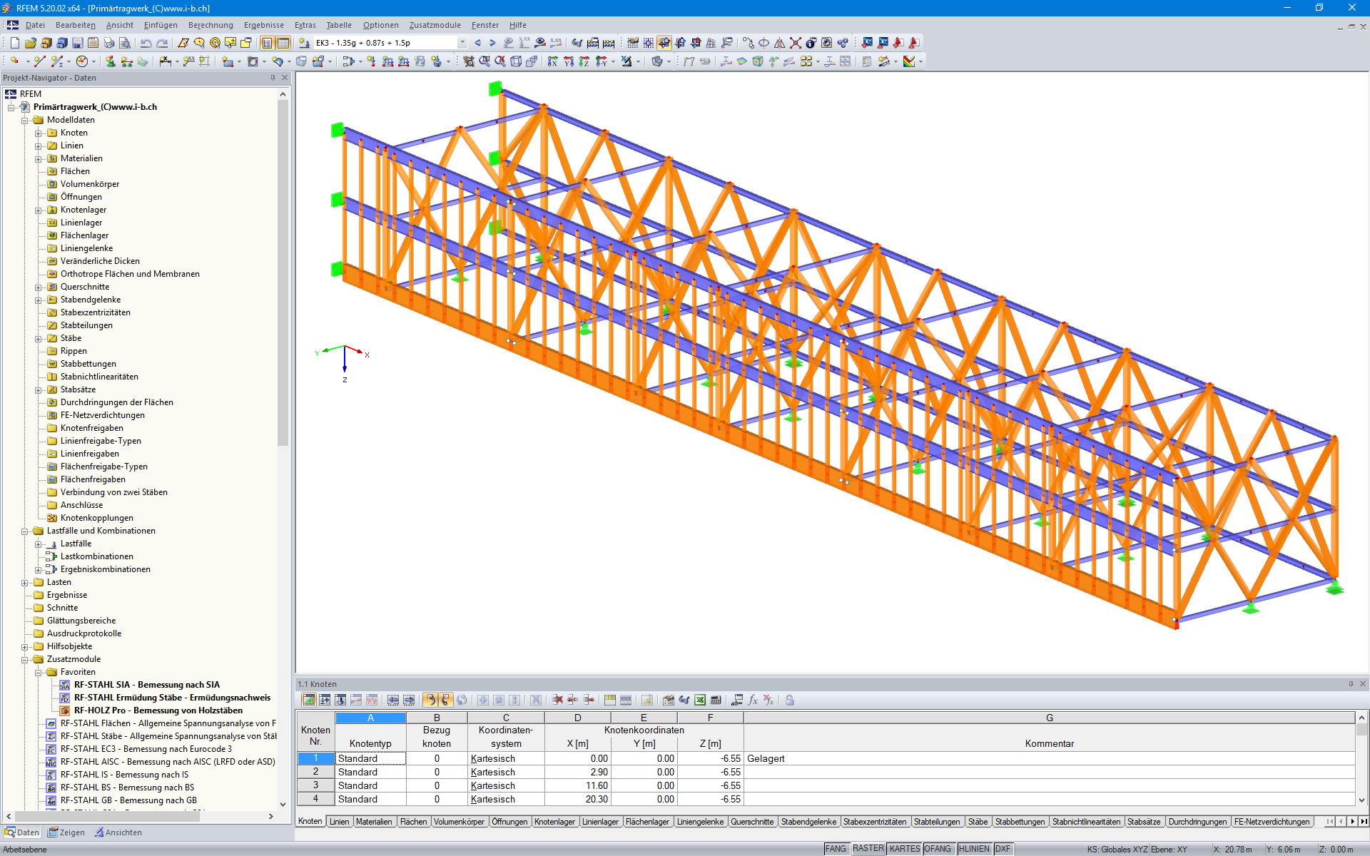 RFEM-Modell der Fachwerkkonstruktion, die zwei neue Geschosse berücksichtigt (© Indermühle Bauingenieure)