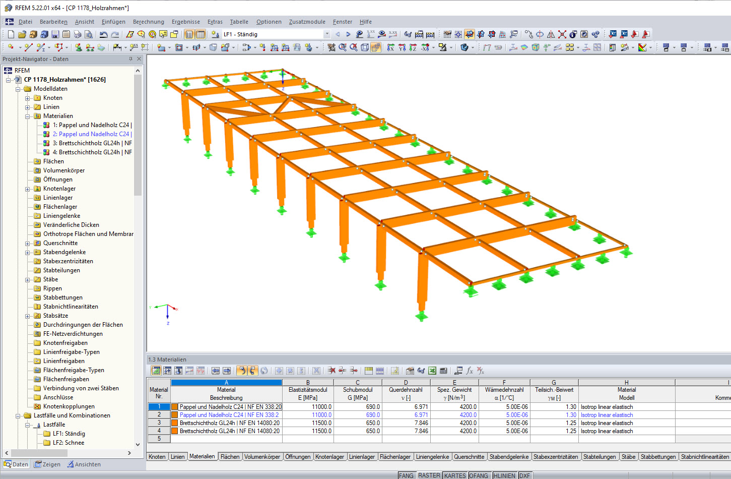 RFEM-Modell der Holzkonstruktion der Schule (© BET Moselle Bois)