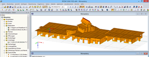 3D-Modell der Holztragkonstruktion in RFEM (© Dr. Ing. Berger, Dr. Ing. Gadner Meran)