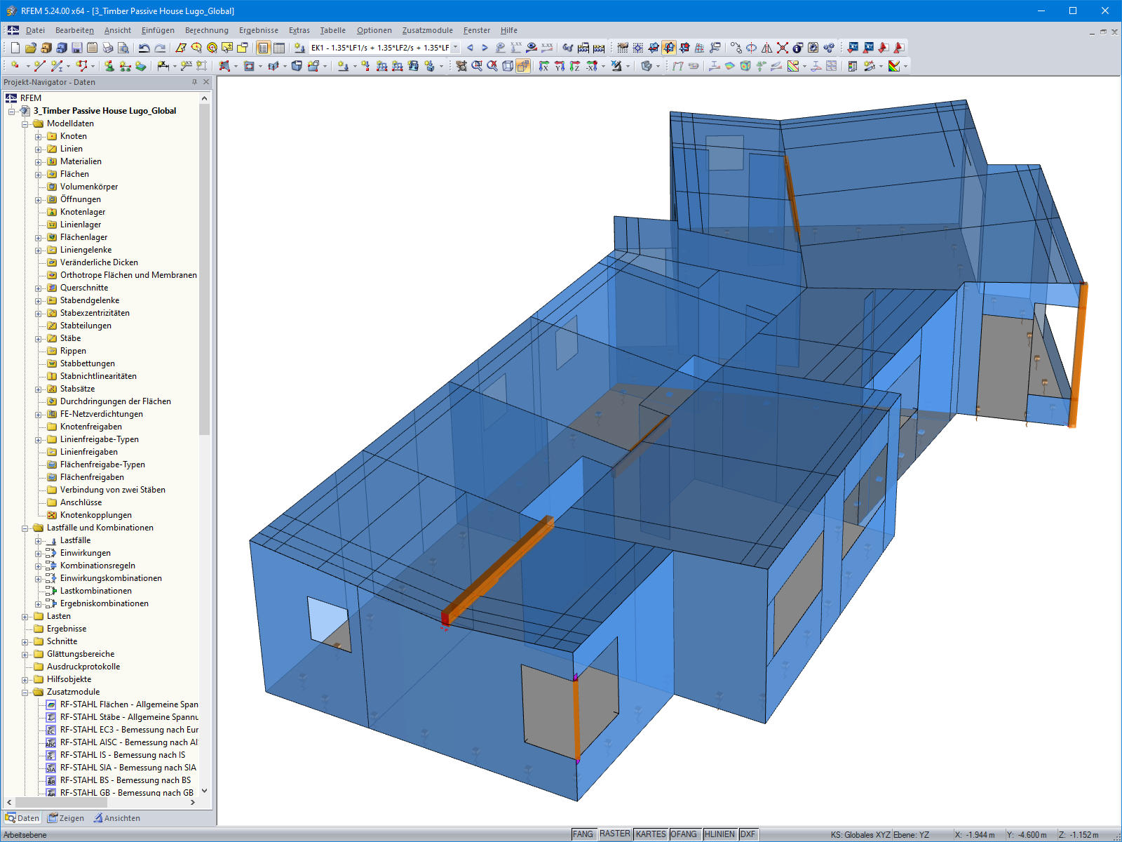 RFEM-Modell des Wohnhauses (© Maderas Besteiro)