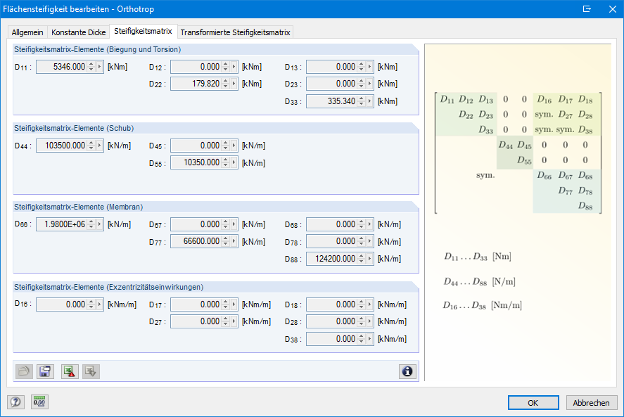 Aufbau der Steifigkeitsmatrix einer orthotropen Fläche