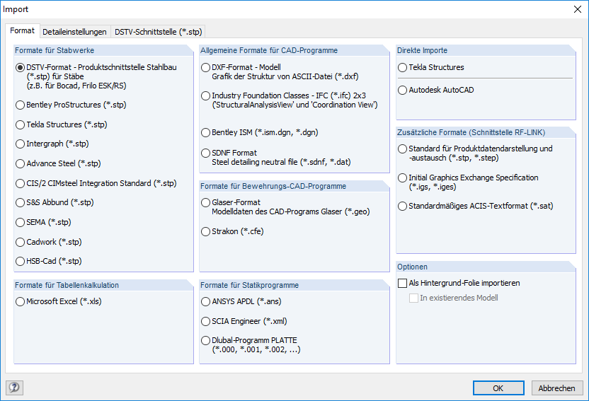 Dialog "Import"