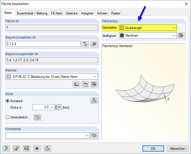 Flächengeometrie "Quadrangel"