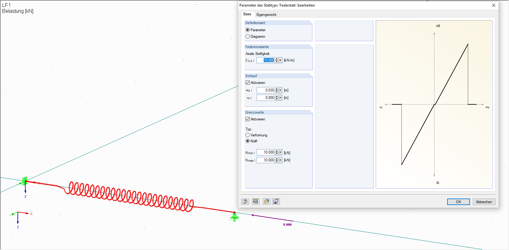 Stabtyp "Feder" in RFEM