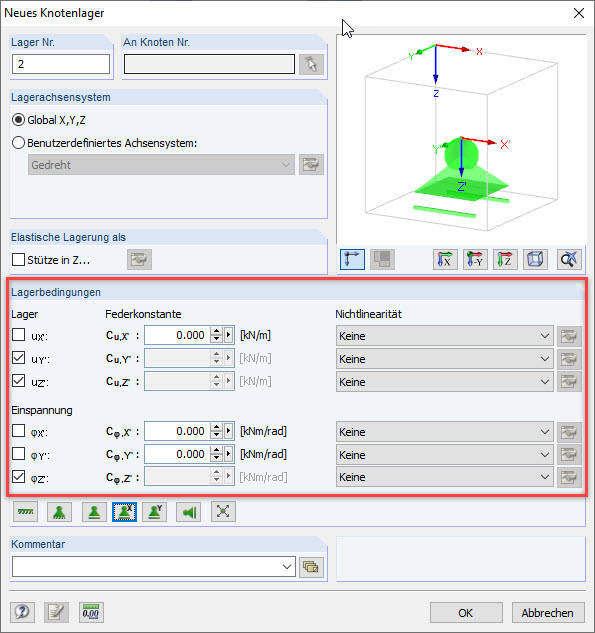 Freiheitsgrade in RFEM