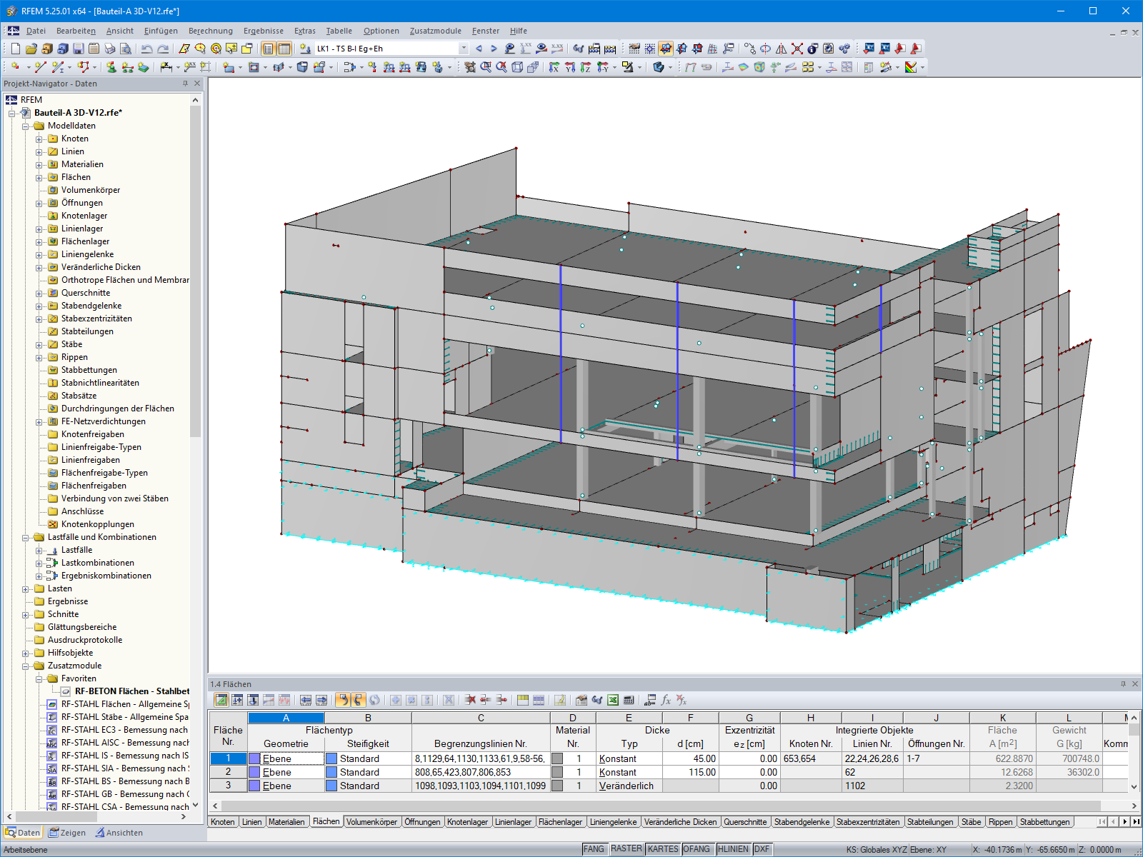 Bauteil A des Dorfzentrums in RFEM (© Dipl.-Ing. Rainer Zangerle)