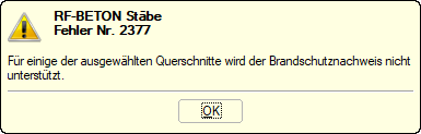 Fehler Nr. 2377 - Brandschutznachweis kann nicht geführt werden