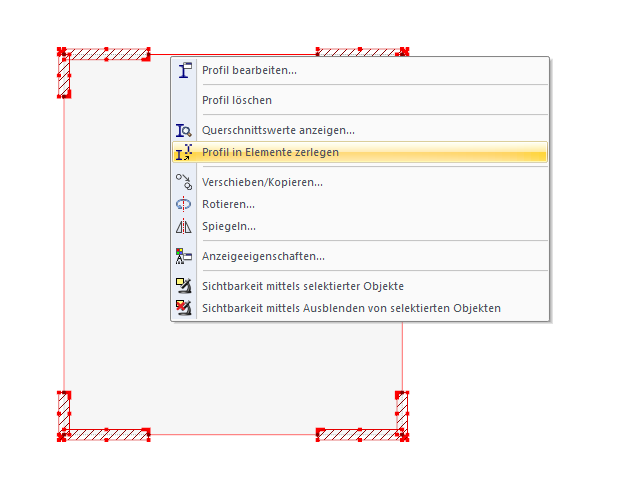 Profil in Elemente zerlegen