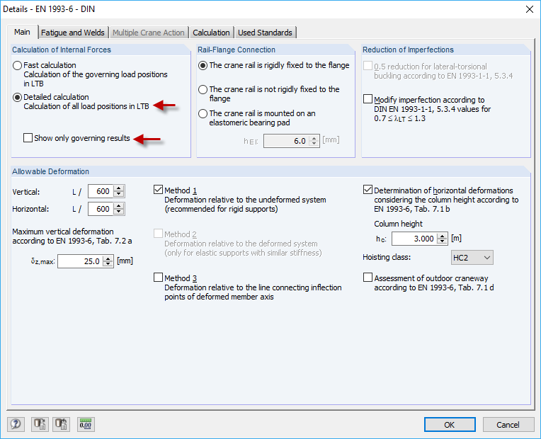 Programm KRANBAHN | Dialog "Details"