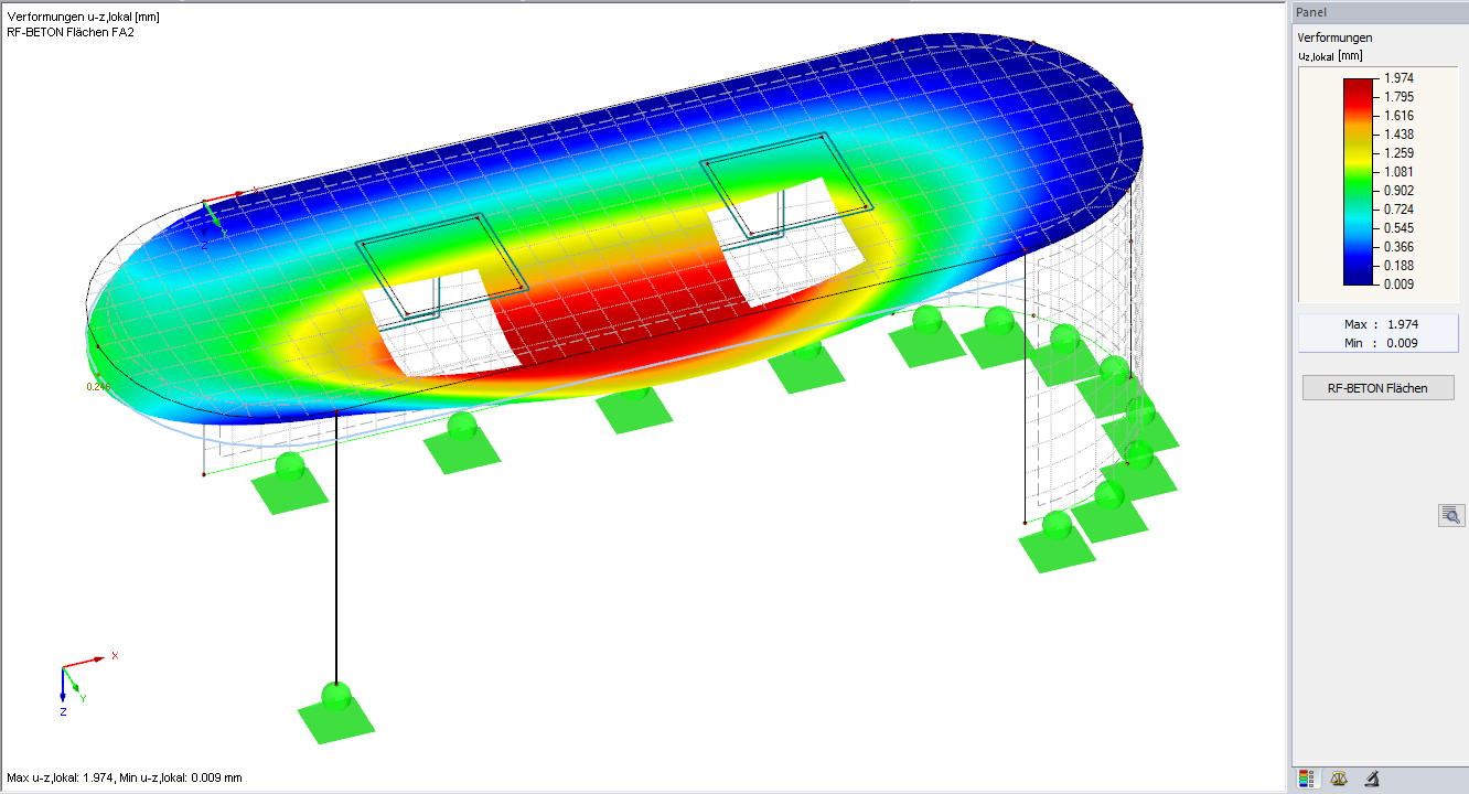 Verformungen aus der Berechnung mit RF-BETON Deflect