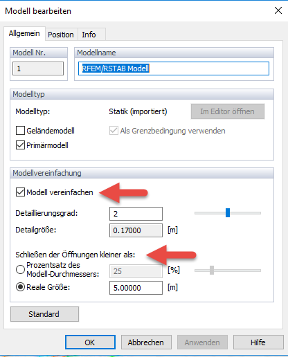 Spezifikation der Öffnungen in RWIND Simulation