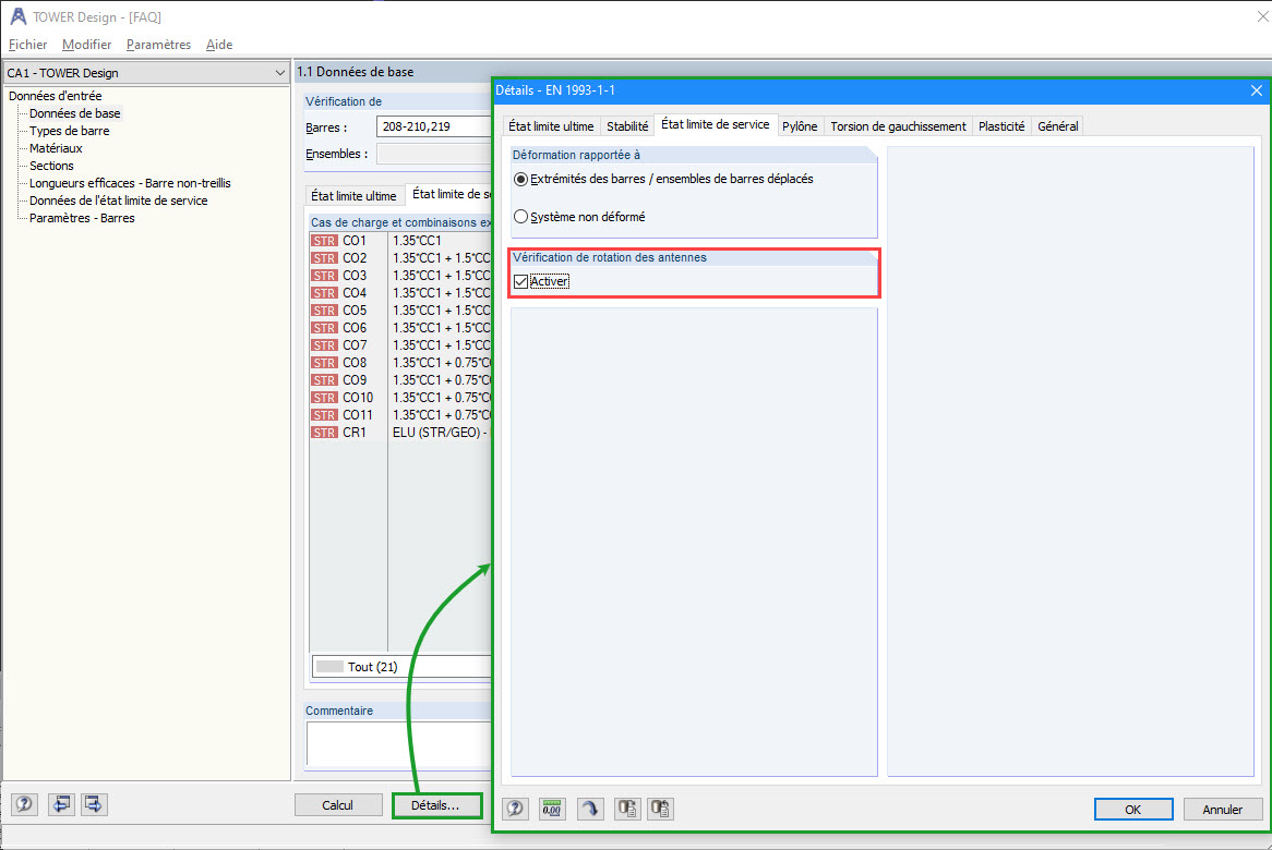 Option zur Kontrolle der Antennendrehung