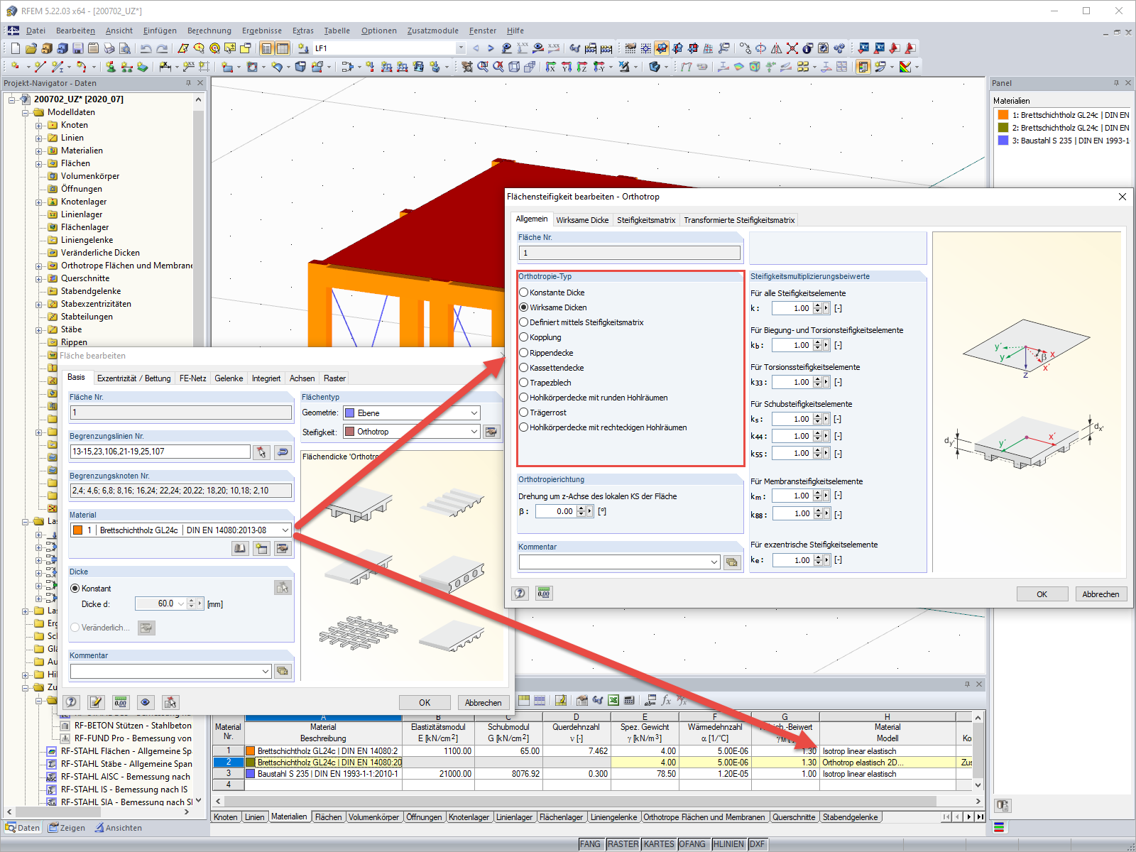 Parameter der Steifigkeit - Isotrop linear elastisches Materialmodell