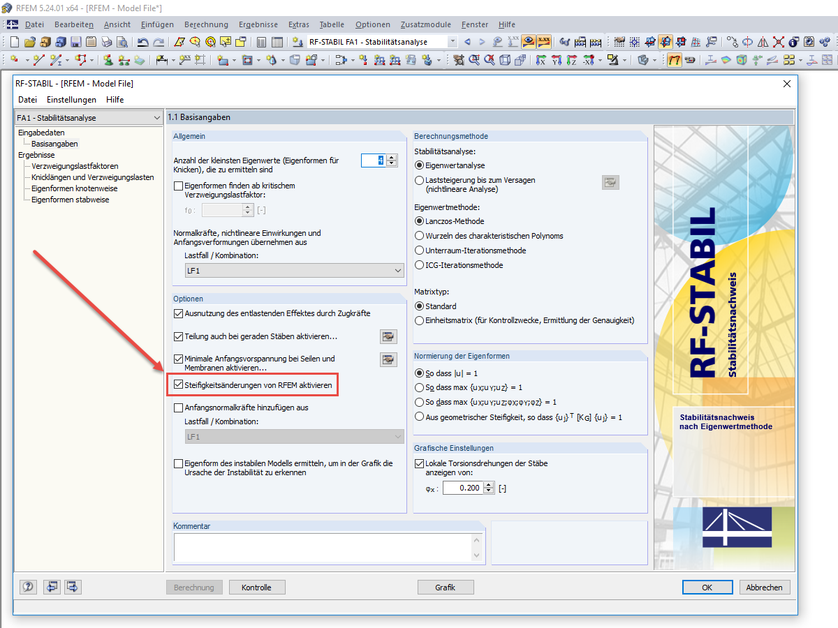 Steifigkeitsänderungen von RFEM aktivieren