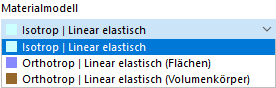 Materialmodell auswählen