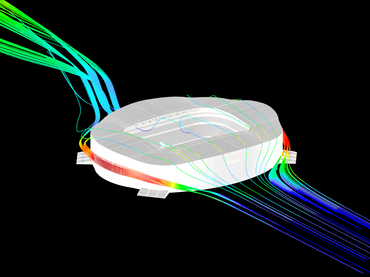 Neues Tottenham Hotspur Stadium und Ergebnisse der Windsimulation