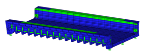 3D-Modell der Trogbrücke in RFEM (© Meyer + Schubart VBI)