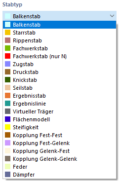 Stabtyp auswählen
