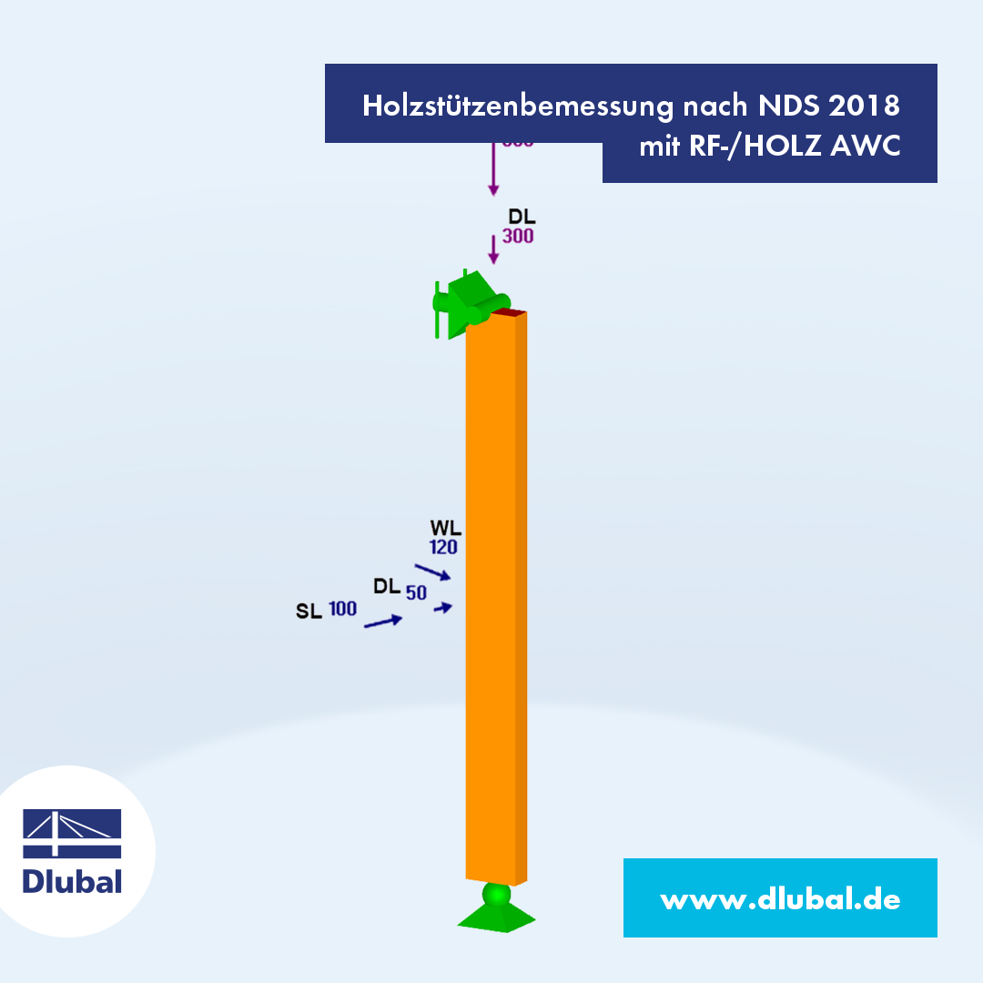 Holzstützenbemessung nach NDS 2018 \n mit RF-/HOLZ AWC