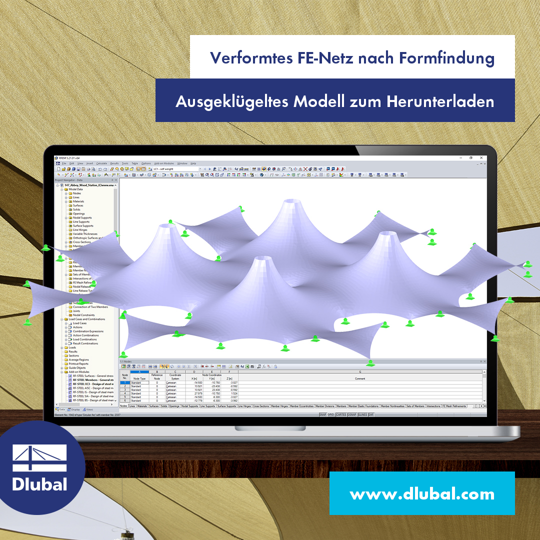 Verformtes FE-Netz nach Formfindung