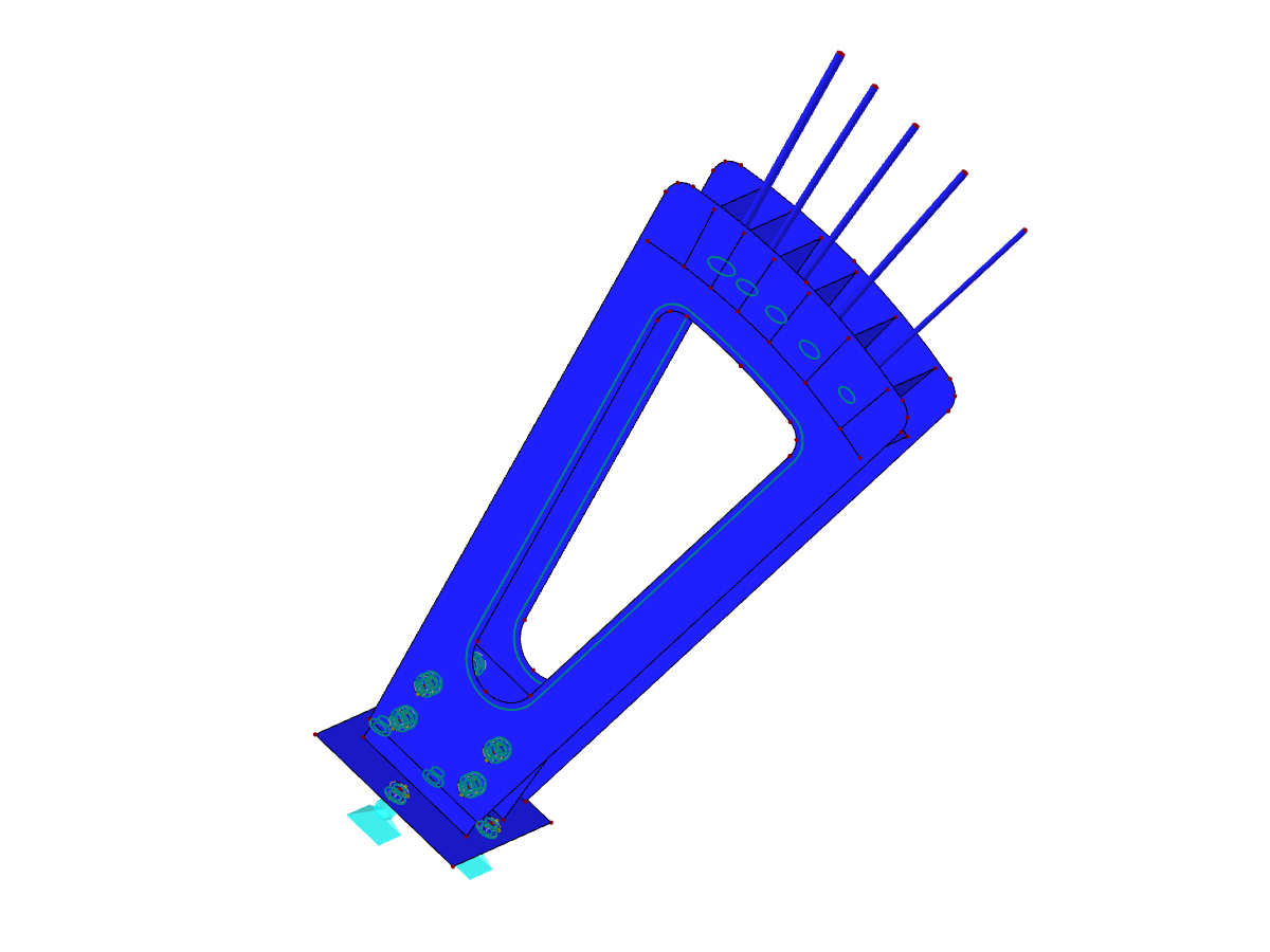 Fußpunkt der Seilabspannungen eines Windmessmasts in RFEM (© m3-ZT GmbH)