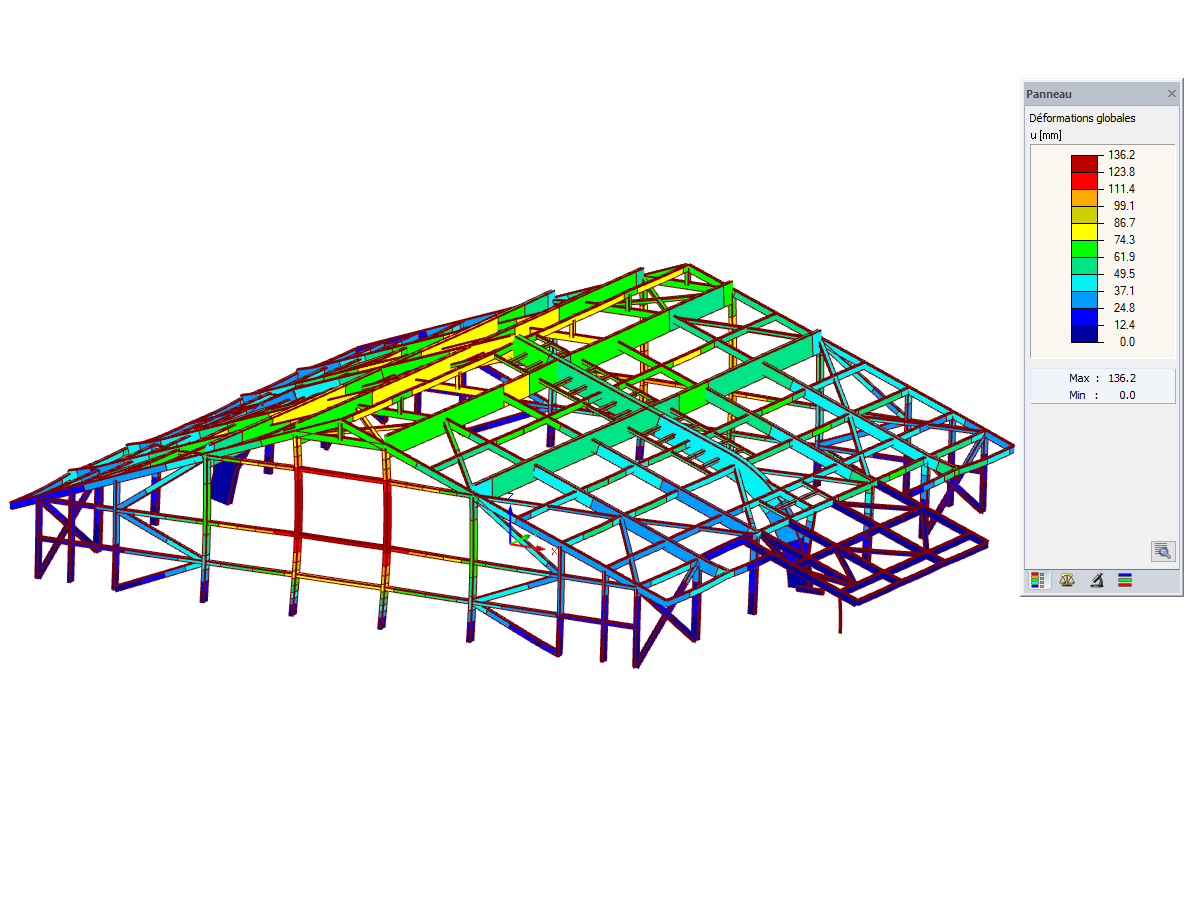 Animation der globalen Verformungen des Gebäudes in RFEM