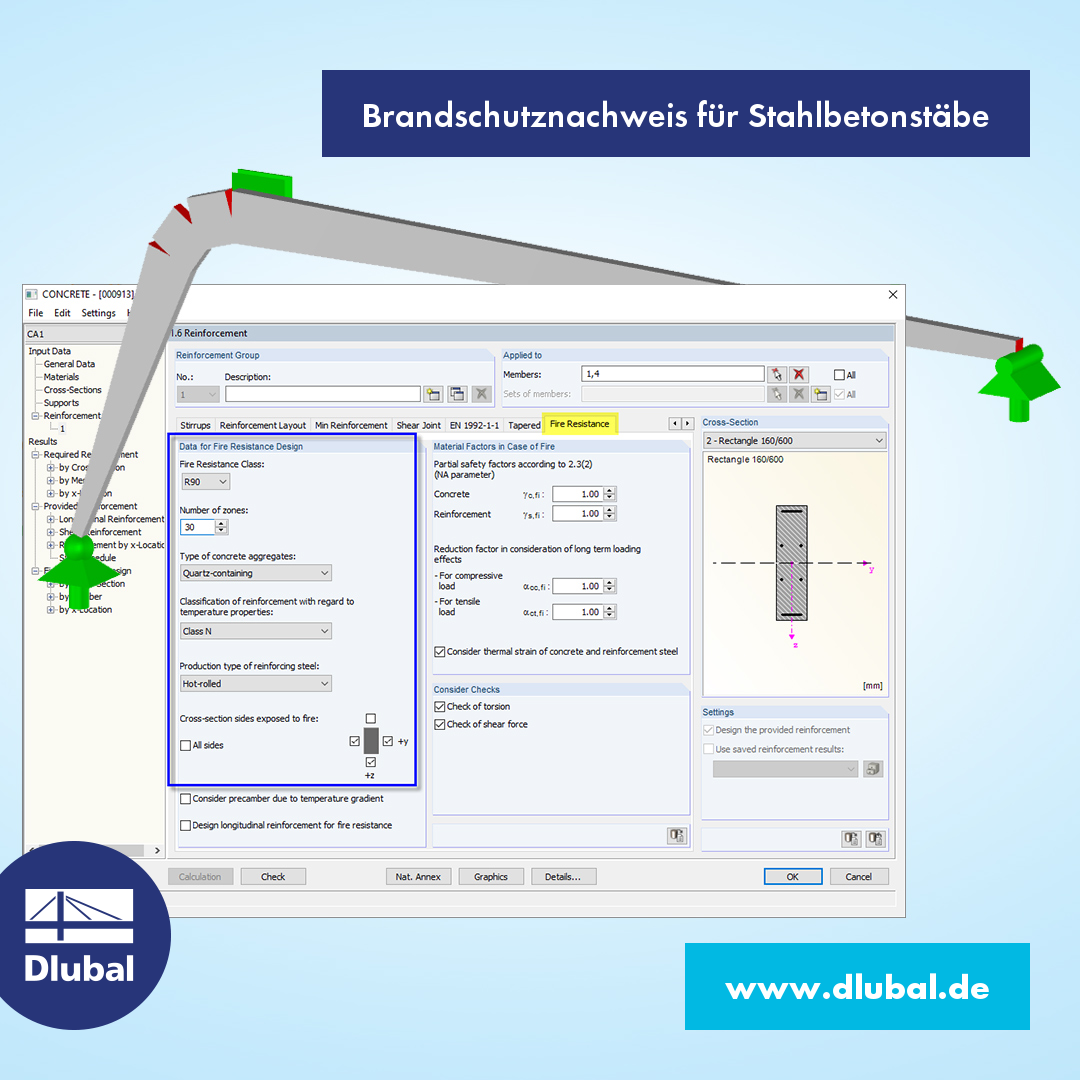 Brandschutznachweis für Stahlbetonstäbe