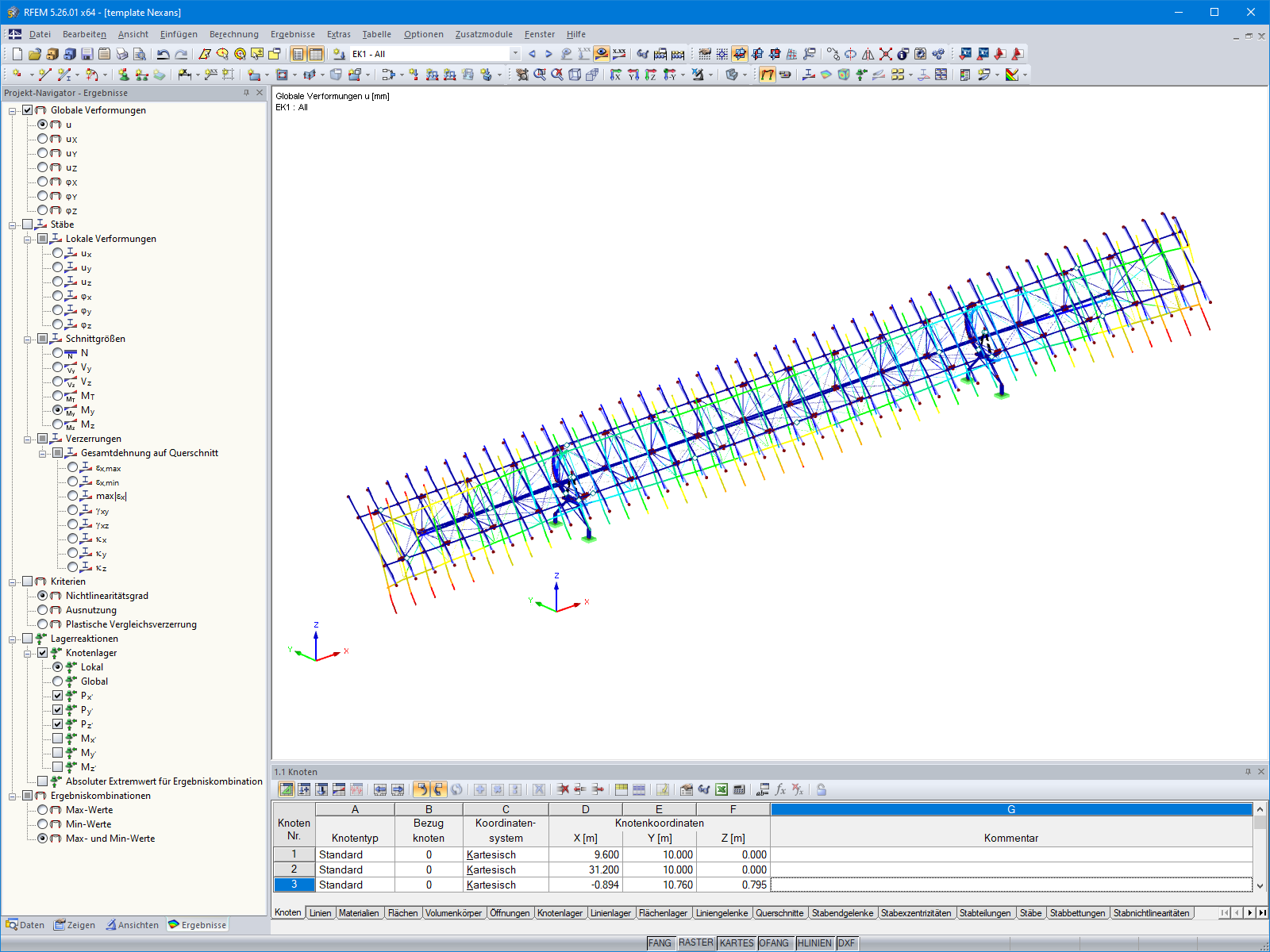 Darstellung der Solartracker-Verformung in RFEM