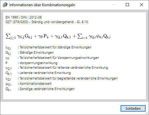 Informationen über Kombinationsregeln