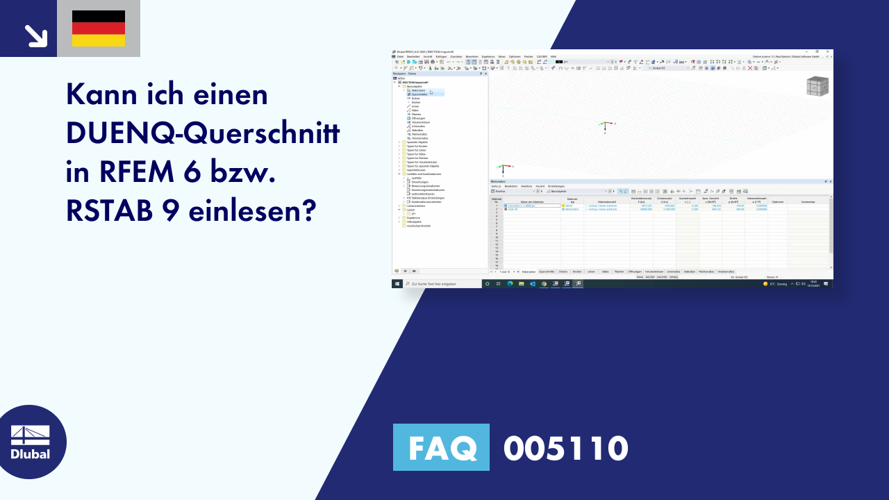 FAQ 005110 | Kann ich einen DUENQ-Querschnitt in RFEM 6 bzw. RSTAB 9 einlesen?