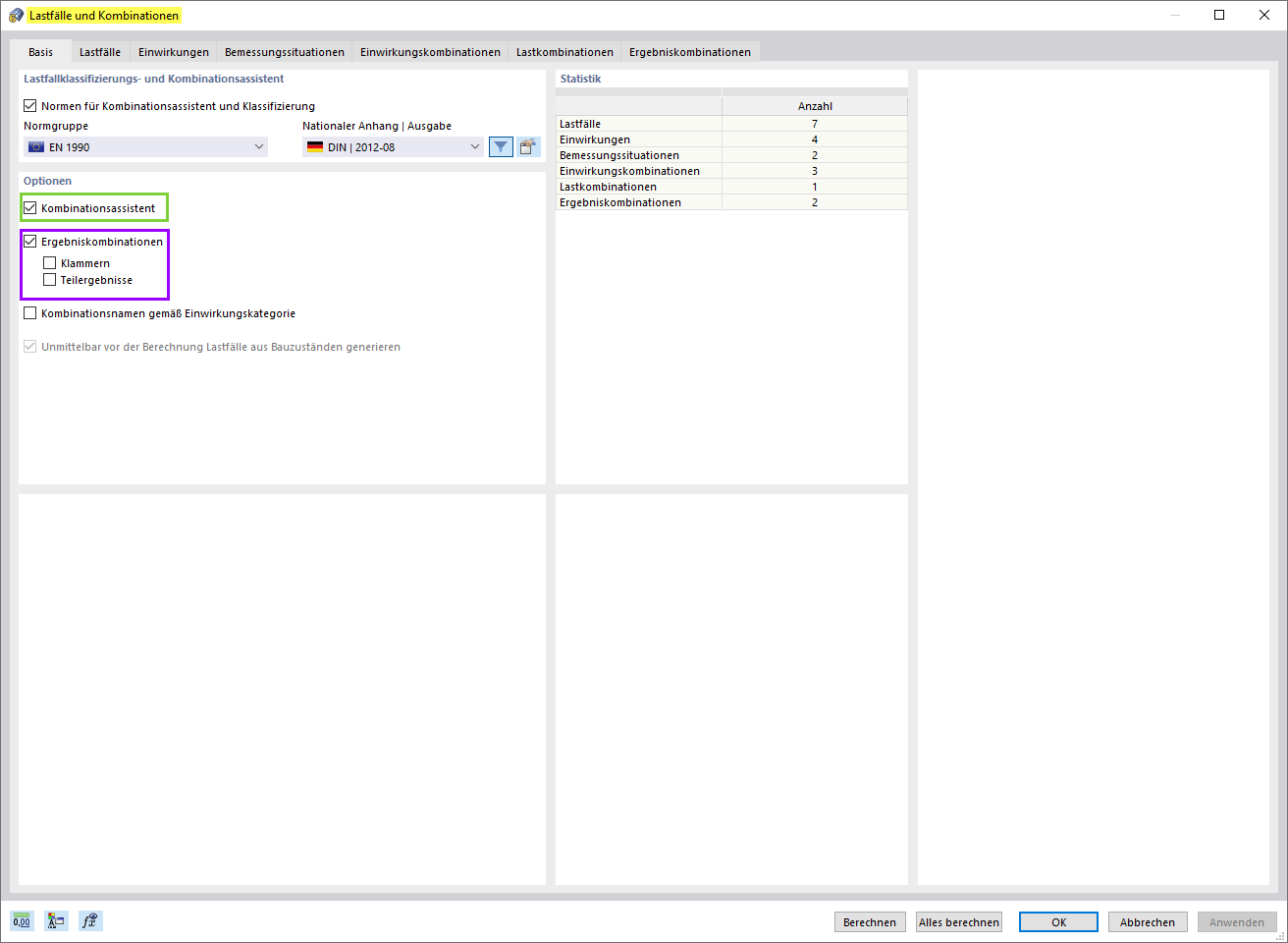 Kombinationsassistent in RFEM 6