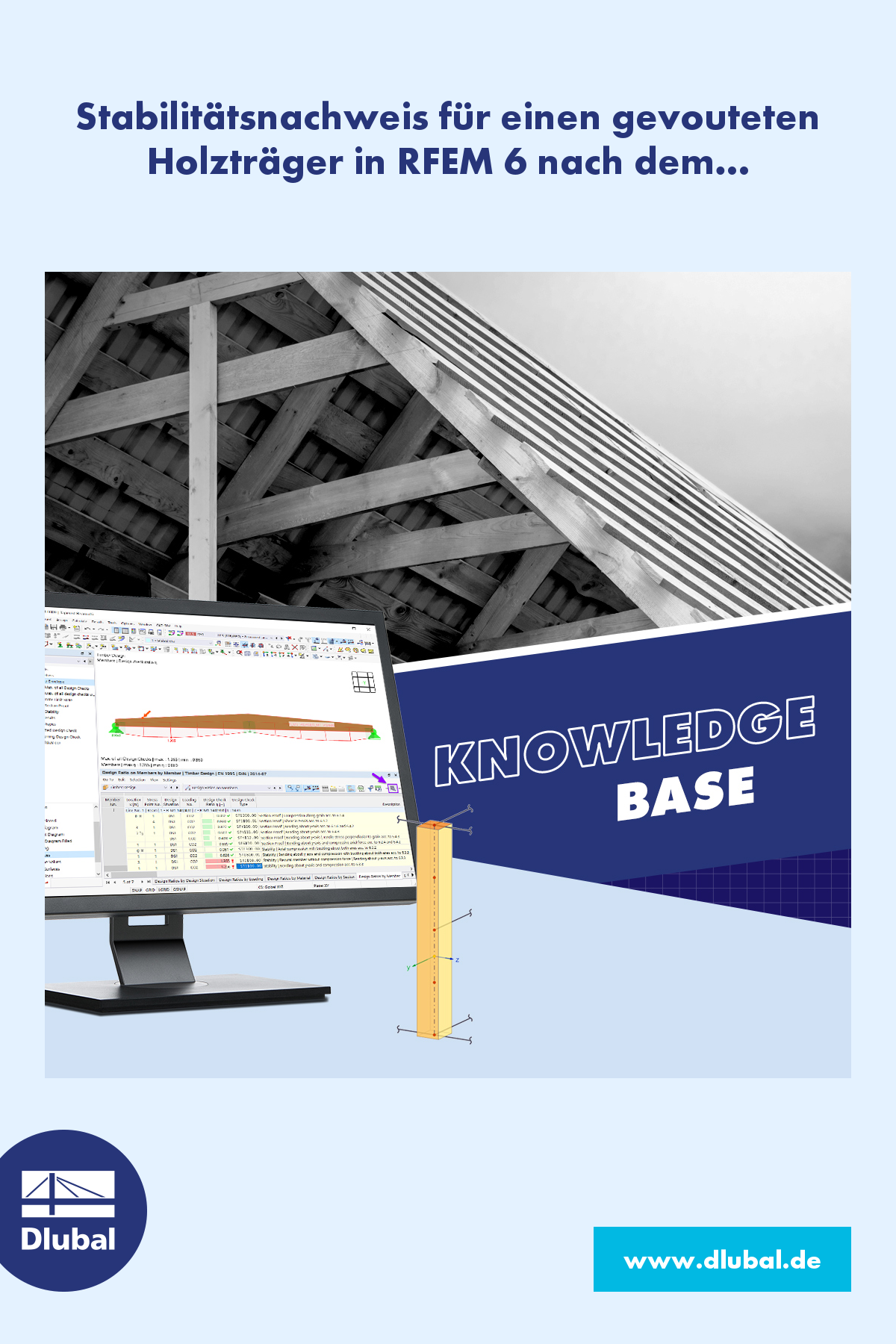 Stabilitätsnachweis für einen gevouteten Holzträger in RFEM 6 nach dem Ersatzstabverfahren