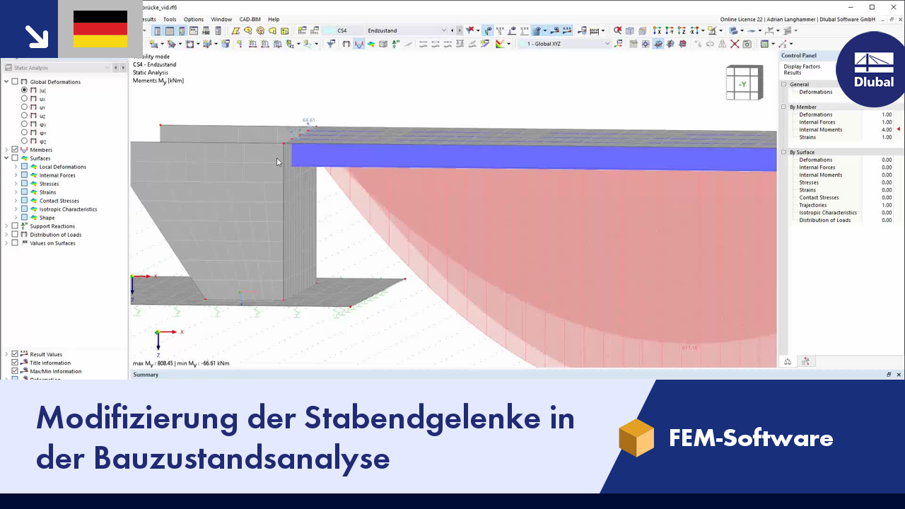 Video: Modifizierung der Stabendgelenke in der Bauzustandsanalyse