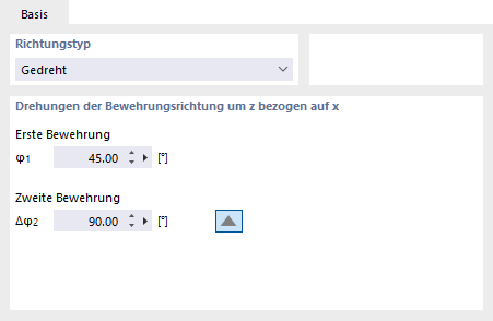 Bewehrungsrichtung 'Gedreht' definieren