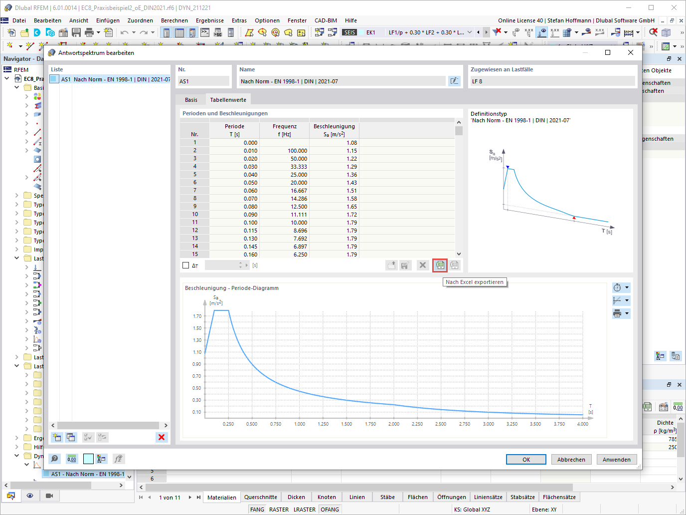 FAQ 005181 | Kann ich ein Antwortspektrum aus RFEM 6 exportieren und z.B. in RFEM 5 verwenden?