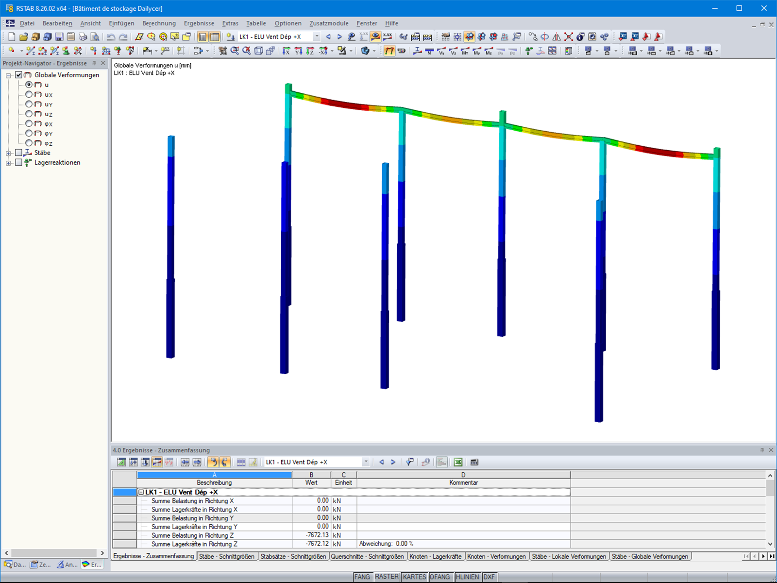 Globale Verformungen der Fertigteile in RSTAB