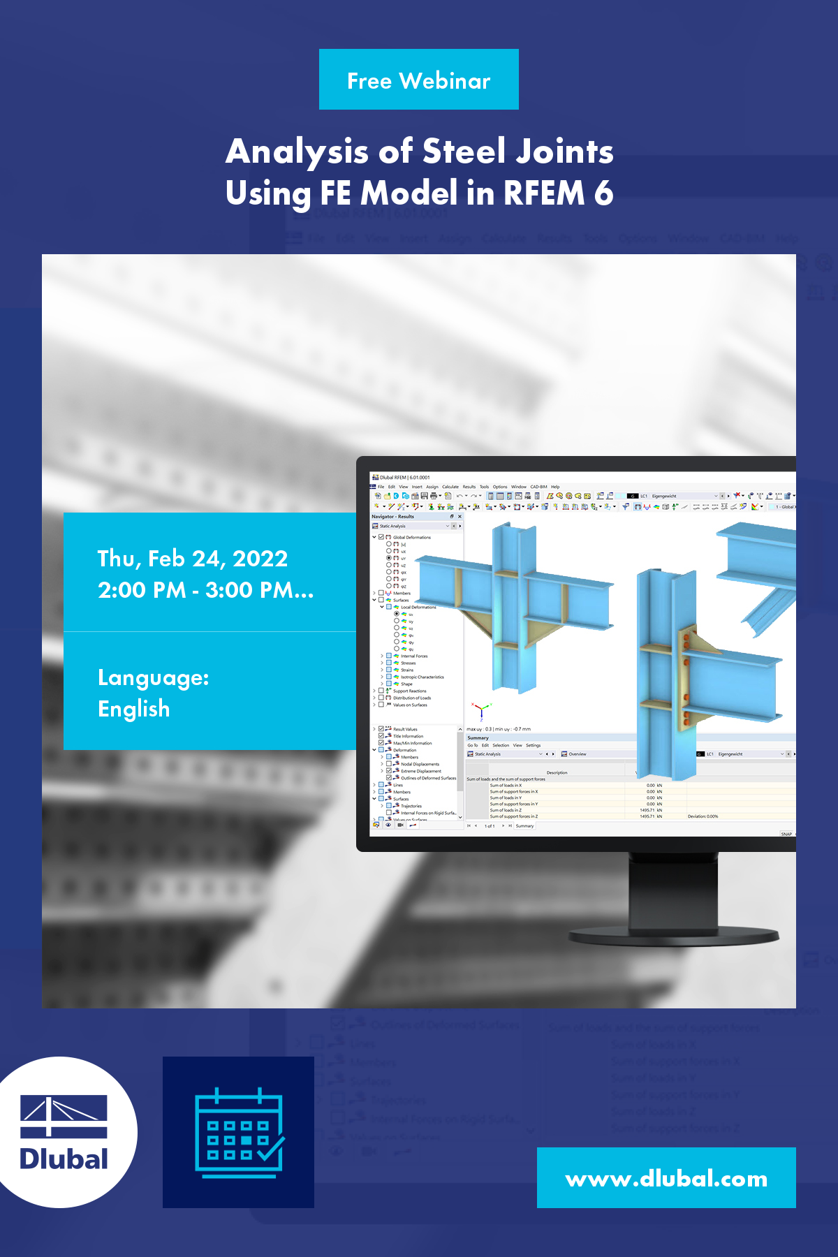 Analyse von Stahlanschlüssen \n mit FE-Modell in RFEM 6