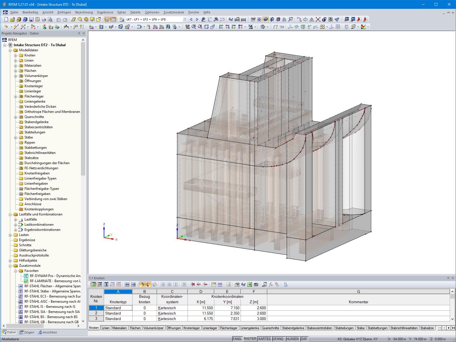 Modell eines Einlaufbauwerkes in RFEM (© Zutari)