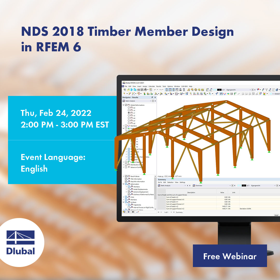 Holzstabbemessung nach NDS 2018 \n in RFEM 6